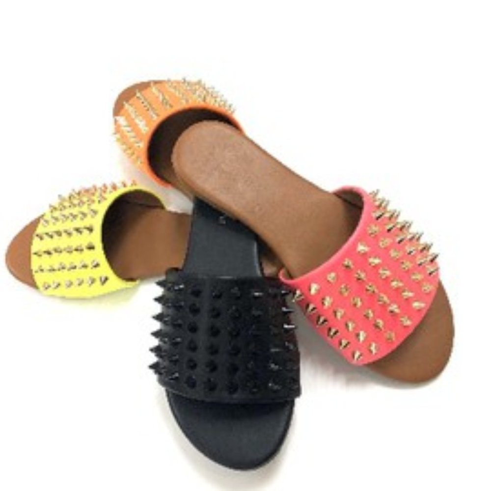Punk black spike slides